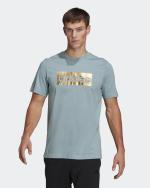 T-Shirt leisure adidas FOIL BOX LOGO Cotton Crewneck Blue sea