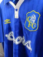  Chelsea Fc Umbro Maglia Calcio Vialli 9 Vintage Retro UOMO Blu poliestere Home 