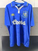  Chelsea Fc Umbro Maglia Calcio Vialli 9 Vintage Retro UOMO Blu poliestere Home 