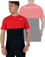  T-shirt maglia maglietta UOMO Kappa Banda 222 Rosso Nero LOGO EDWIN Girocollo 