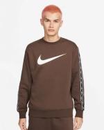 Sporty crew neck sweatshirt Nike Pullover Crew REPEAT Fleece Cotton Fleece Brown