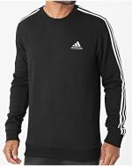  Felpa Sportiva pullover girocollo UOMO Adidas Nero cotone Sportswear lifestyle 