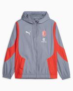 Anzugjacke AC MILAN Mann 2023 24 Graues Mikrofasergewebe Stadion mit Kapuze