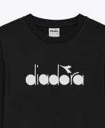 Sport Sweatshirt Diadora Pullover CREW LOGO French Terry Black Brushed Cotton Made in Italy