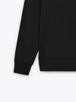 Sport Sweatshirt Diadora Pullover CREW LOGO French Terry Black Brushed Cotton Made in Italy