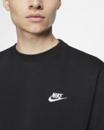 Nike Pullover Crew Club Fleece Black Cotton Crewneck Sweatshirt