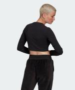 Adidas Originals Women\'s Crewneck Sports Sweatshirt Cropped Black Cotton