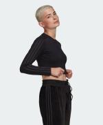Adidas Originals Women\'s Crewneck Sports Sweatshirt Cropped Black Cotton