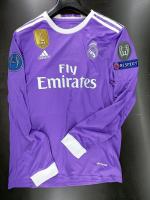 Real Madrid Football Jersey Cristiano Ronaldo 7 CR7 Away Final UEFA CHAMPIONS LEAGUE Cardiff 2017 Purple Long Sleeves Vintage