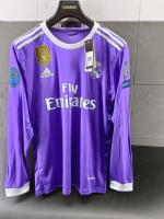 Real Madrid Football Jersey Cristiano Ronaldo 7 CR7 Away Final UEFA CHAMPIONS LEAGUE Cardiff 2017 Purple Long Sleeves Vintage
