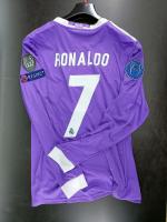 Real Madrid Football Jersey Cristiano Ronaldo 7 CR7 Away Final UEFA CHAMPIONS LEAGUE Cardiff 2017 Purple Long Sleeves Vintage
