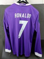 Real Madrid Football Jersey Cristiano Ronaldo 7 CR7 Away Final UEFA CHAMPIONS LEAGUE Cardiff 2017 Purple Long Sleeves Vintage