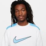  Felpa Sportiva girocollo pullover UOMO Nike Bianco Azzurro Crew Fleece BB
