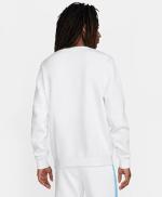  Felpa Sportiva girocollo pullover UOMO Nike Bianco Azzurro Crew Fleece BB