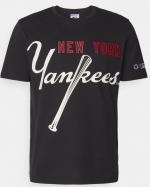 T-shirt leisure CHAMPION Major League Baseball Yankees Crewneck Cotton Man short sleeves Black
