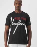 T-shirt leisure CHAMPION Major League Baseball Yankees Crewneck Cotton Man short sleeves Black