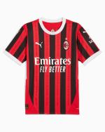 AC MILAN PUMA Heim-Fußballtrikot 2024 25 Rot Schwarz Kurze Ärmel Herren