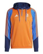 Training Sweatshirt JUVENTUS FC Adidas Training Top Half zip Hood Men 2024 25 Orange with zip pockets