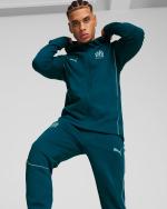 Suit jacket OLYMPIQUE MARSEILLE OM Puma CASUALS full zip cotton Sweatshirt man 2024 25 Blue Ocean Tropic
