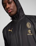 AC MILAN PUMA Training Wind- und Regenjacke, für jedes Wetter, für alle Zeiten, durchgehender Reißverschluss, Herren, Kapuze, 2024 25, Schwarz