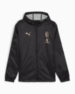 AC MILAN PUMA Training Wind- und Regenjacke, für jedes Wetter, für alle Zeiten, durchgehender Reißverschluss, Herren, Kapuze, 2024 25, Schwarz