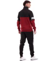 Puma Power Colorbloc mens one-piece sports tracksuit in Amaranth Black Fleece Cotton