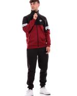Puma Power Colorbloc mens one-piece sports tracksuit in Amaranth Black Fleece Cotton