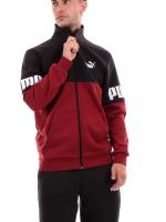 Puma Power Colorbloc mens one-piece sports tracksuit in Amaranth Black Fleece Cotton