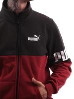Puma Power Colorbloc mens one-piece sports tracksuit in Amaranth Black Fleece Cotton