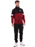 Puma Power Colorbloc mens one-piece sports tracksuit in Amaranth Black Fleece Cotton