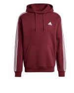  Felpa Cappuccio Hoodie UOMO Adidas Essentials Fleece 3 stripes Amaranto 