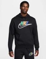 NIKE HOODIE Pullover Sportswear CLUB BB HDY FUTURA WITH POCKETS Black Fleece Cotton