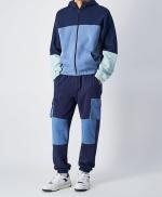 Full Zip Hooded Sweatshirt Sports Jacket Champion Color Block HD FZ Cotton Men\'s Blue