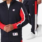  Tuta Intera Completa UOMO Champion Color Block Blu Rosso Cotone felpato