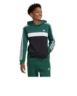 Addias Essentials 3-Stripes Tiberio Kids Fleece Pullover Hoodie Bottle Green