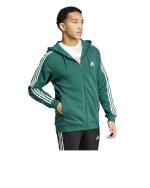  Giacca Sportiva Felpa cappuccio UOMO Adidas Verde 3 Stripes Fleece HD FZ Cotone 