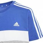  T-shirt maglia Ragazzi Unisex Adidas Grigio Blu Tiberio 3-Stripes CB Junior 