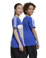  T-shirt maglia Ragazzi Unisex Adidas Grigio Blu Tiberio 3-Stripes CB Junior 