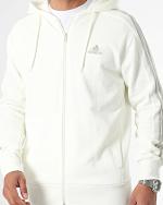  Giacca sportiva felpa cappuccio UOMO Adidas Off White 3 Stripes HD FZ 