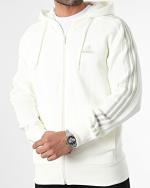  Giacca sportiva felpa cappuccio UOMO Adidas Off White 3 Stripes HD FZ 