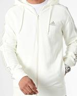  Giacca sportiva felpa cappuccio UOMO Adidas Off White 3 Stripes HD FZ 