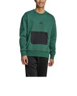  Felpa Sportiva pullover UOMO Adidas City Escape Fleece Crew Verde Bottiglia 