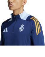  Real Madrid Adidas Felpa Allenamento Training Top Blu 2025 mezza zip 