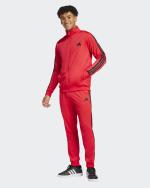  Tuta Intera Completa UOMO Adidas Basic 3-S Tricot Rosso Poliestere Con Tasche 