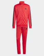  Tuta Intera Completa UOMO Adidas Basic 3-S Tricot Rosso Poliestere Con Tasche 