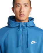 Nike Sportswear Core Club Hooded COTTON Full Zip Blue Sweatshirt Jacket