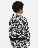 Nike PULLOVER Sportswear nsw club aop Kids Cotton Black White Hoodie