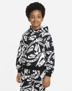 Nike PULLOVER Sportswear nsw club aop Kids Cotton Black White Hoodie