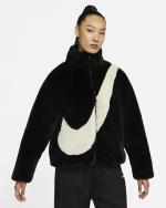  Giacca giubbino giubbotto DONNA Nike Nero SWOOSH Sherpa pelliccia 