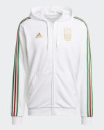 Sweatshirt Jacke Anzug Kapuze ITALIEN FIGC adidas DNA FZ HD 3 Streifen gebürstete Baumwolle Weiß Mann EURO 2024